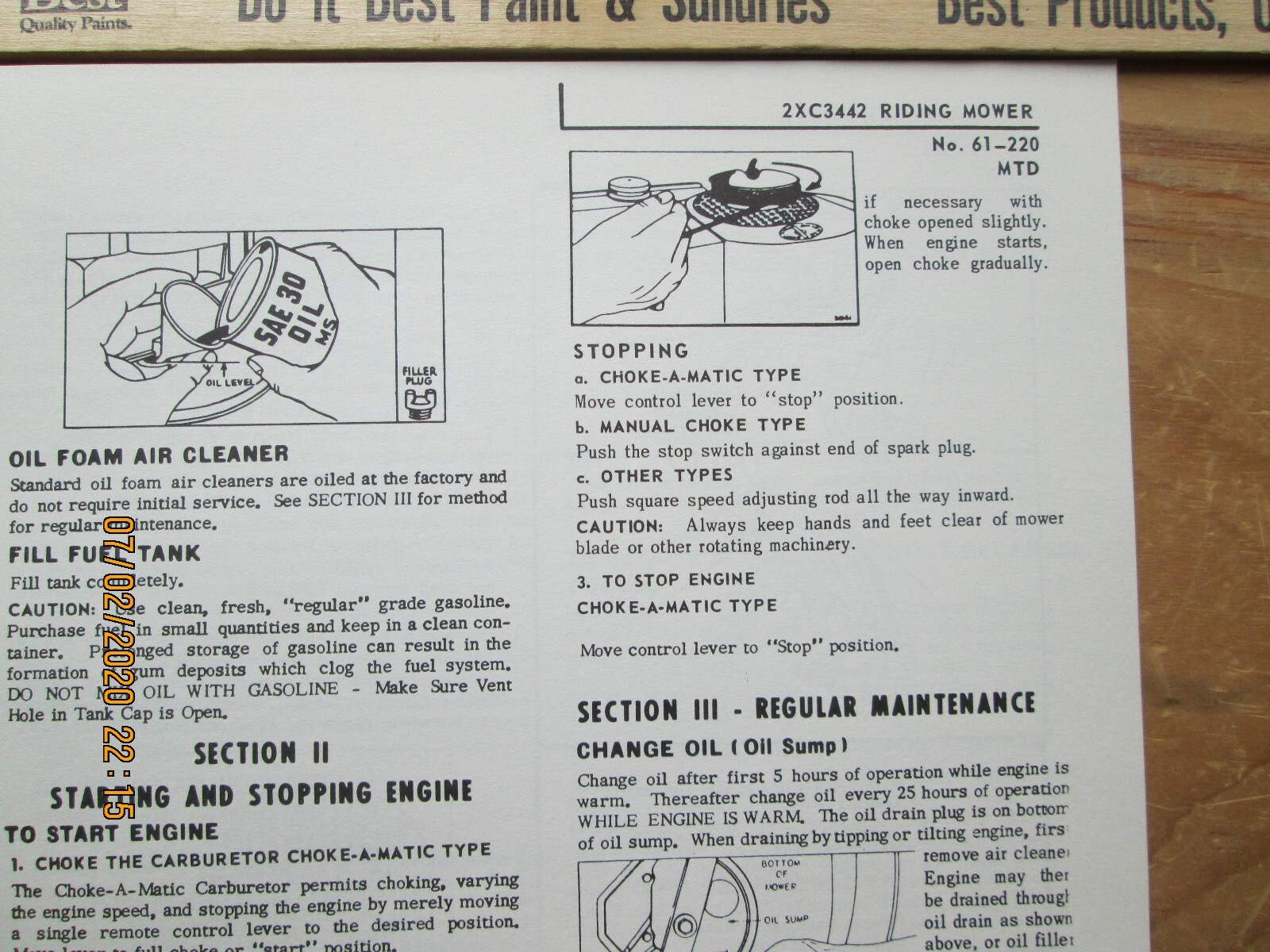 Western Auto Wizard Riding Mower 2xc3442 Operating & Service Inst. Manual