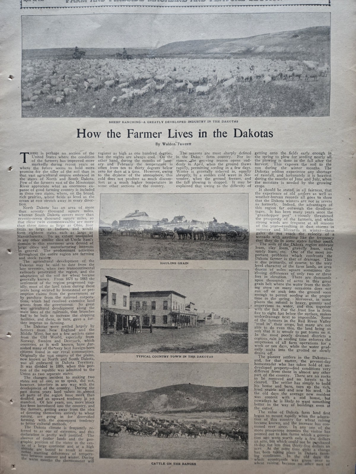 Farm & Fireside Newspaper April 10 1907 Articles Ads Fashion News Humor
