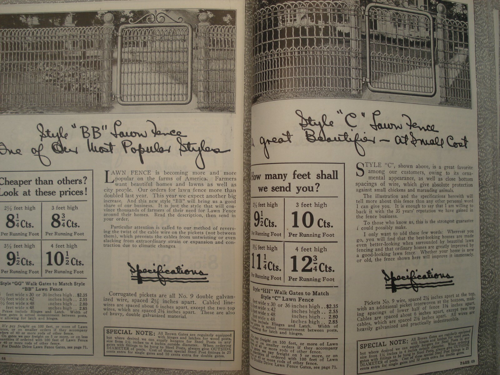 1920&rsquo;S CATALOG « A » FENCE & GATE BROWN&rsquo;S FENCE & WIRE CLEVELAND OHIO