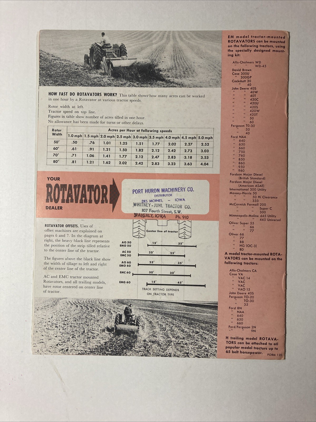 HOWARD ROTAVATOR TRACTOR 8 PAGES 1956 SALES BROCHURE