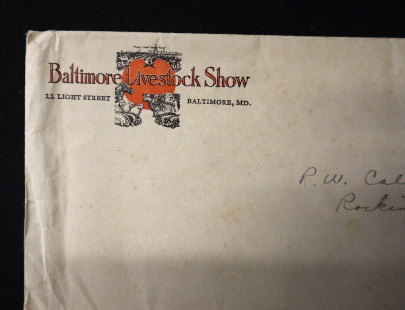 Baltimore Livestock Show 1933 Blank Entry Form & Envelope