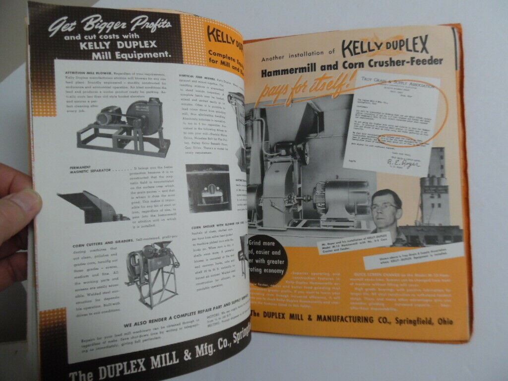 1950s Kelly Duplex Dealer Catalog Binder Hammer Mill Corn Springfield OH Vintage