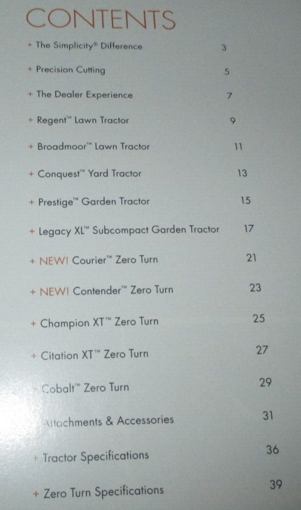 *Simplicity 2016 Lawn Garden Tractors & Zero Turns Sales Catalog Manual Brochure