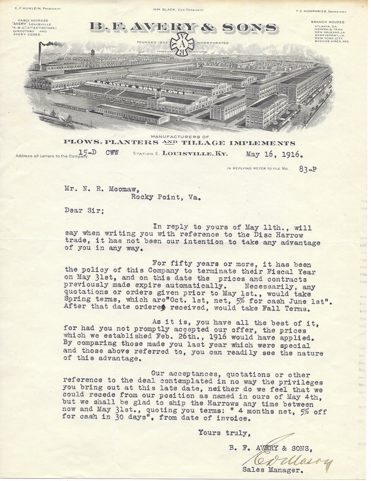 1916 B.F. AVERY & SONS PLOWS PLANTERS TILLAGE IMPLEMENTS LOUISVILLE KENTUCKY