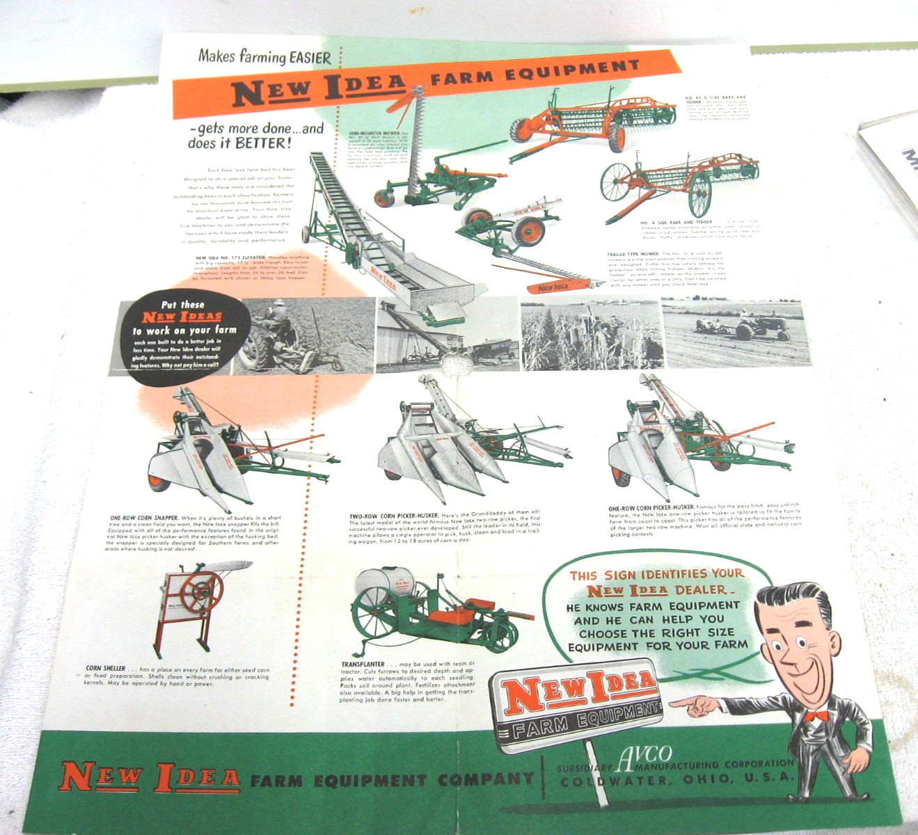 VINTAGE 1950 NEW IDEA FULLINE EQUIPMENT FOLDER BROCHURE