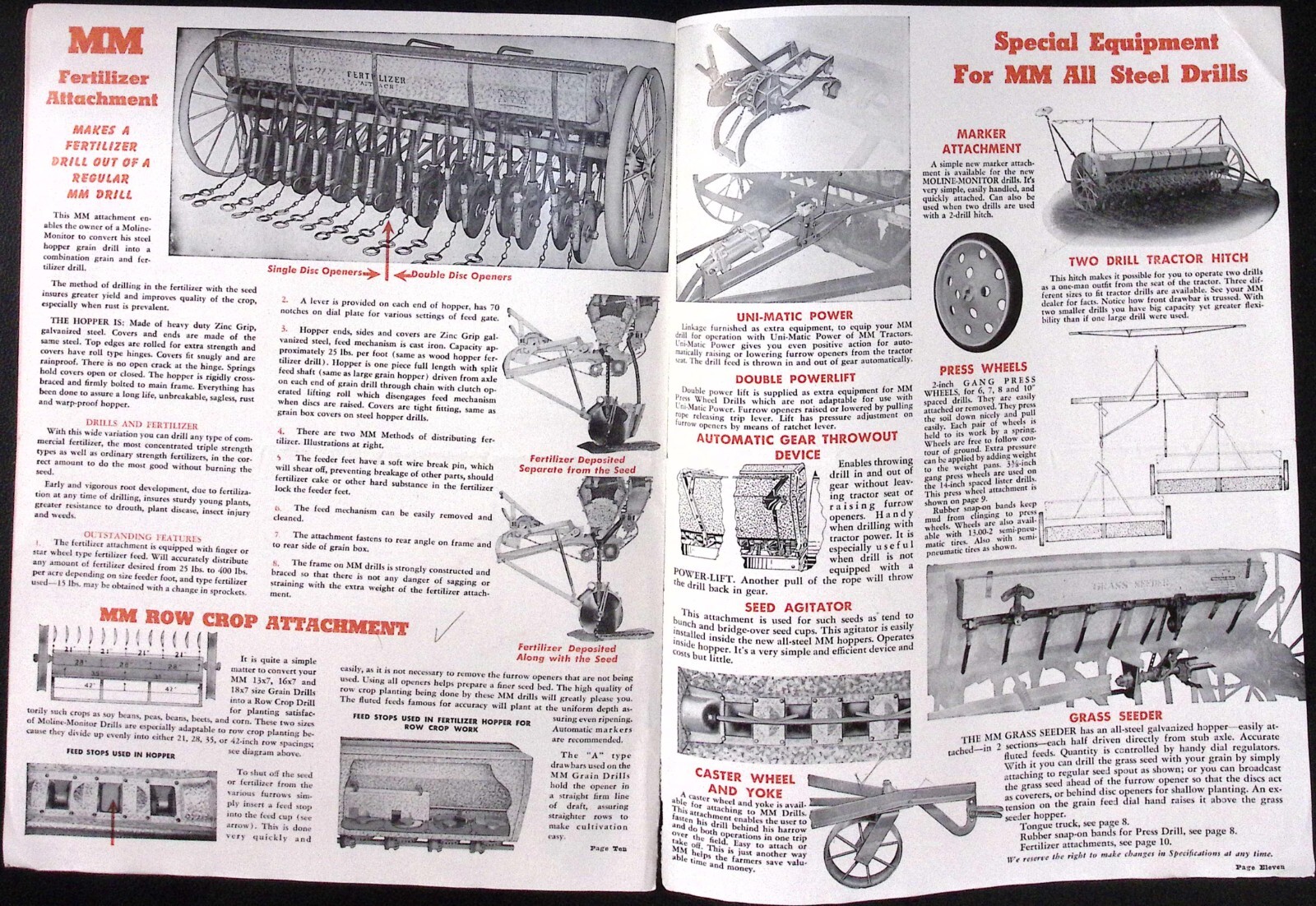 1952 Minneapolis Moline Monitor All Steel Fertilizer Drills Dealer Brochure