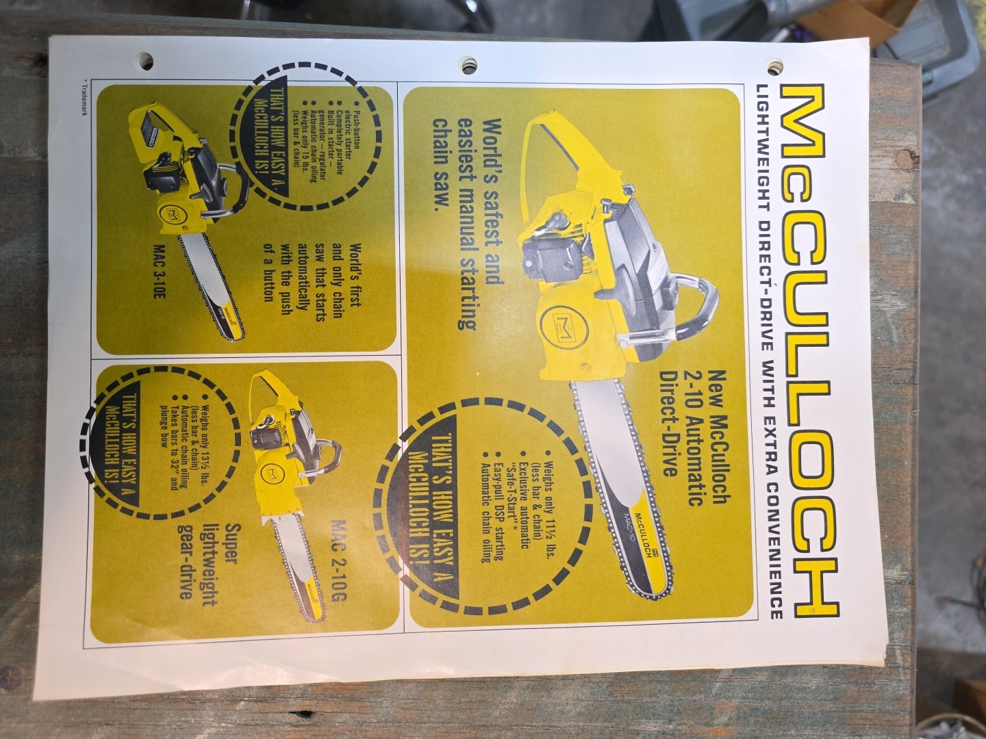 Mcculloch Super Lightweight Direct Drives Mac 1-10 10-10 2-10 3-10E 2-10G Mac 15