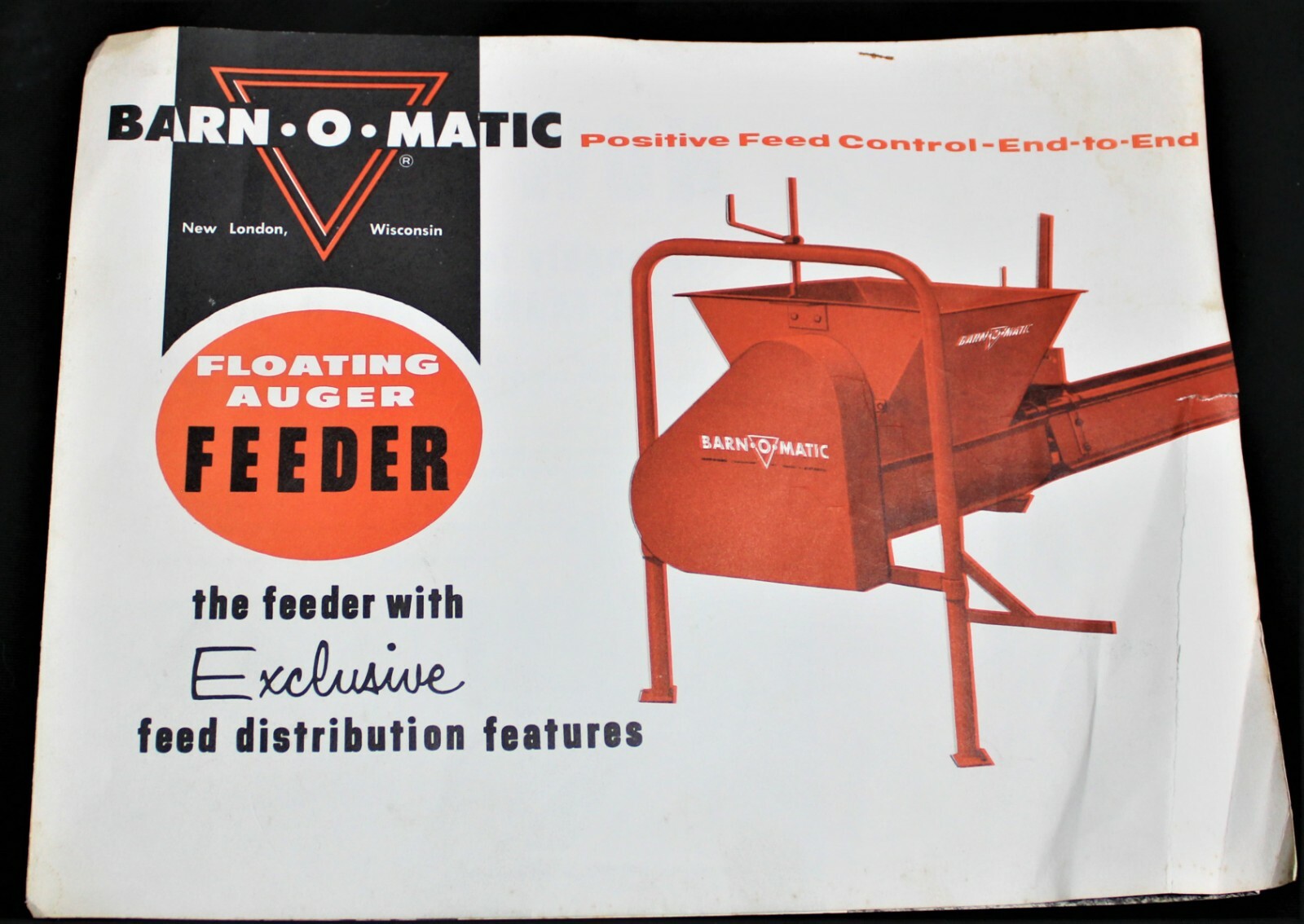 BARN O MATIC FLOATING AUGER FEEDER ADVERTISING SALES BROCHURE GUIDE VINTAGE
