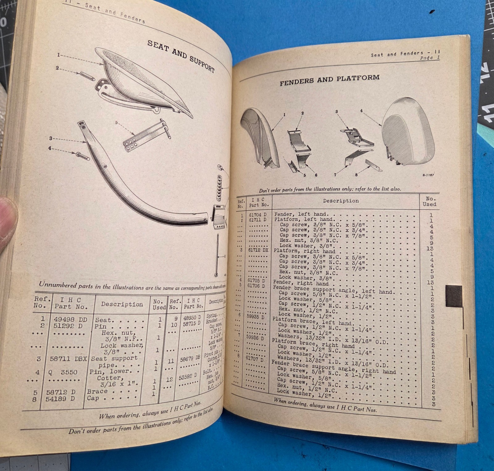 Vintage Manual Parts List International ID 9 Tractor 1944