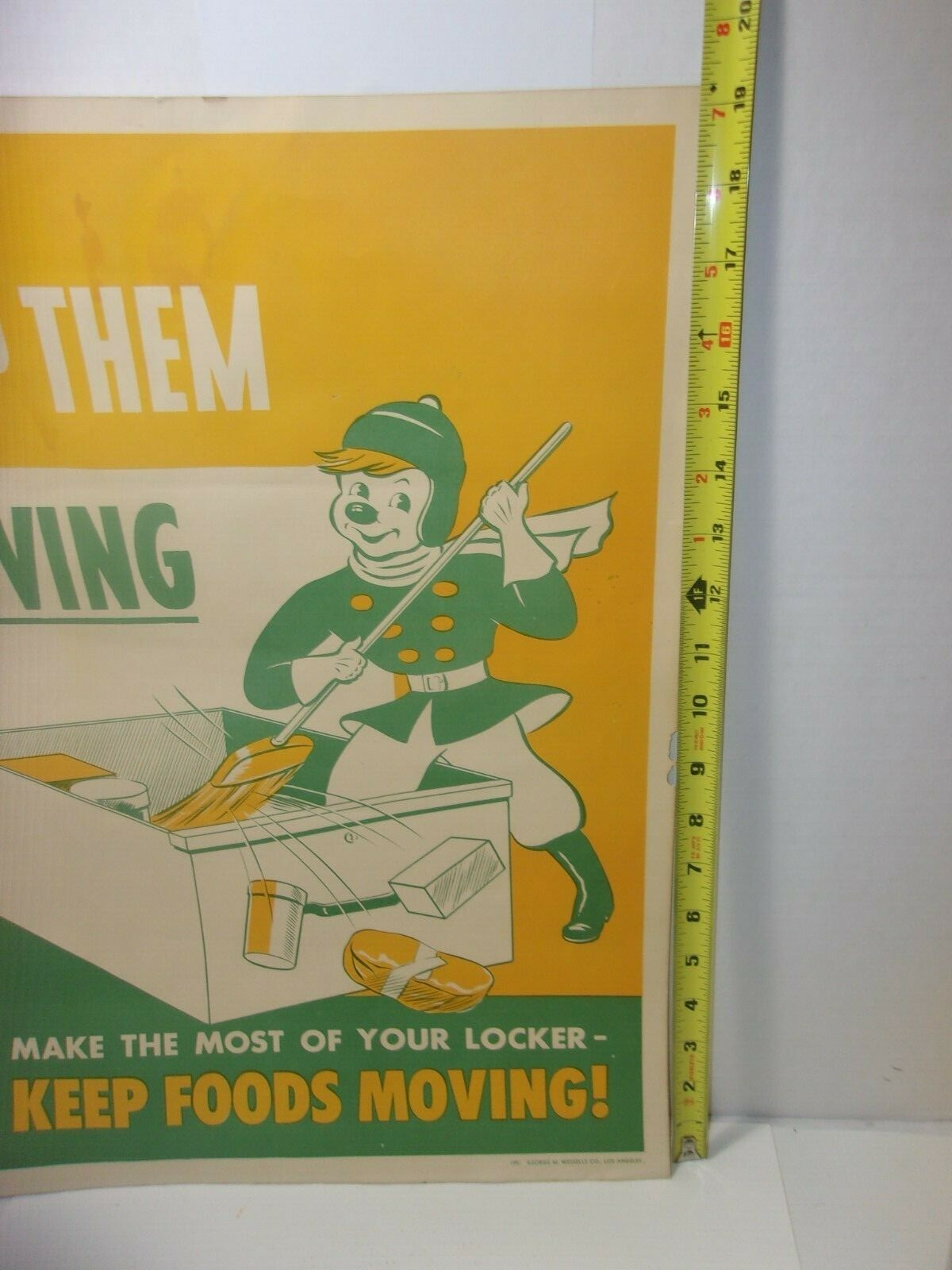 1950&rsquo;s Vintage Meat Locker Butcher Shop Ad Farm Cattle Beef Paper Sign Poster