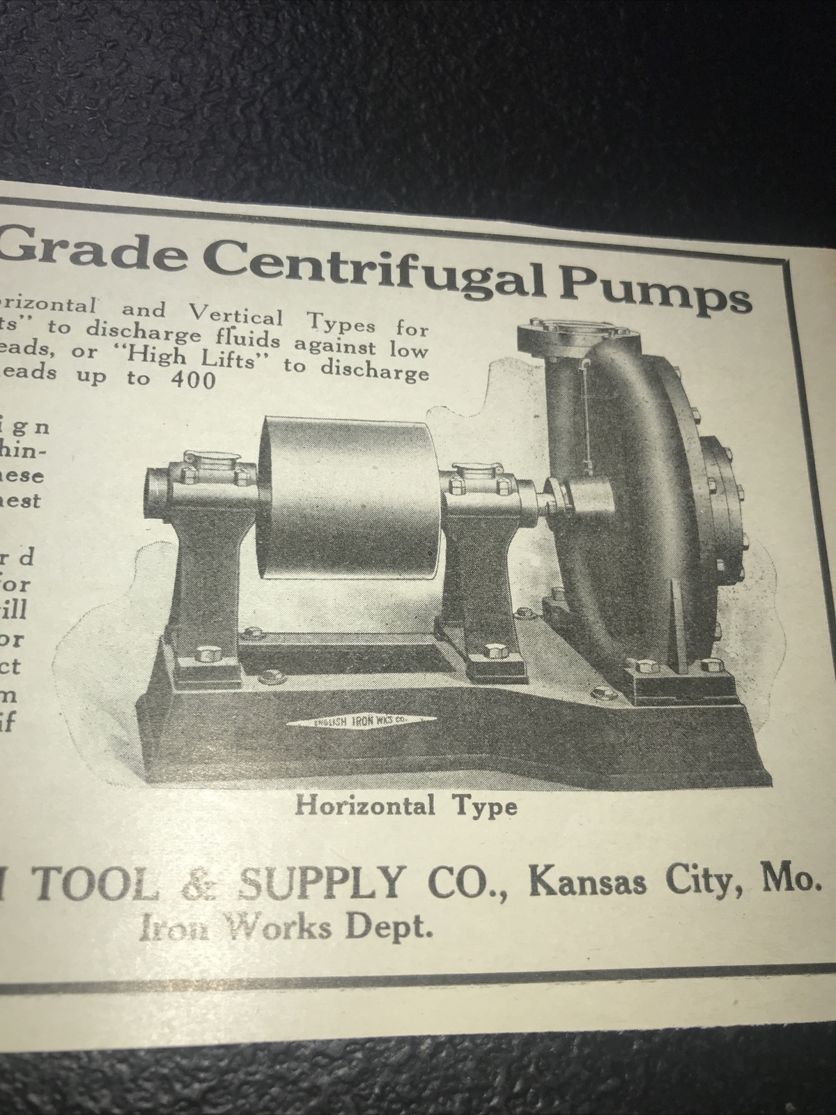 1916 English Tool & Supply Pumps Farm Advertising – Kansas City – Missouri