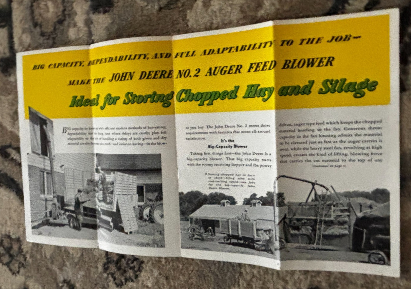 John Deere No.2 Auger Feed Blower For 1946 Brochure DCPA26