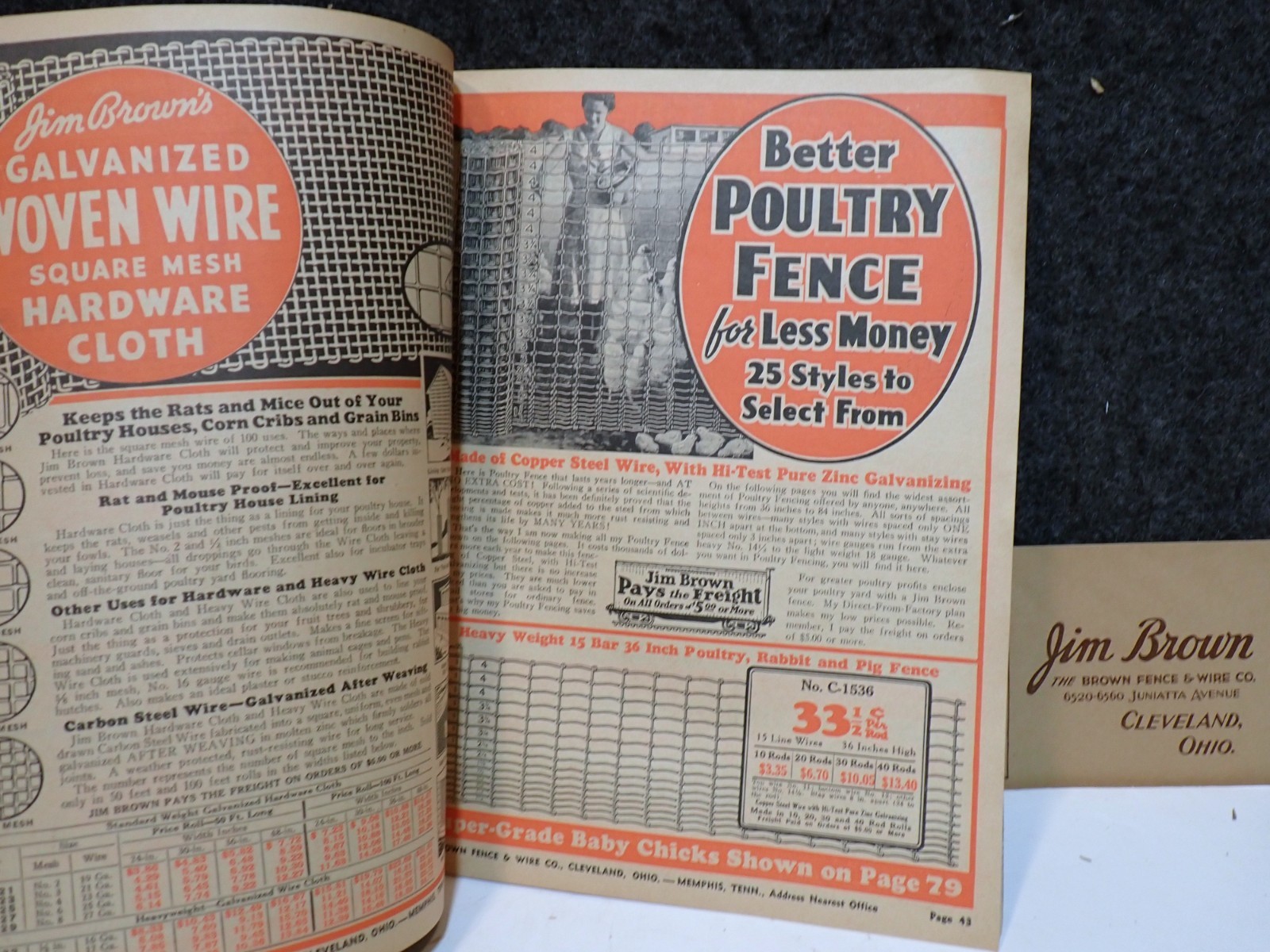 1937 JIM BROWN&rsquo;S FENCE & BARB WIRE PAINT HORSE HARNESS STOVE FARMING CATALOG