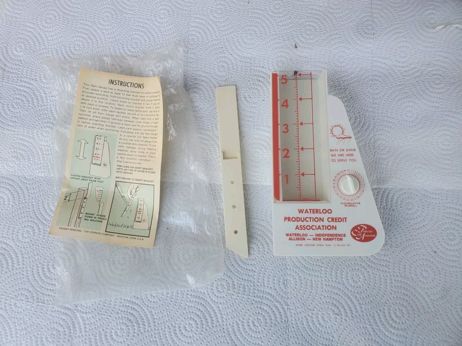 Plastic Rain Guage Waterloo Production Credit Association Allison Iowa Farm Loan
