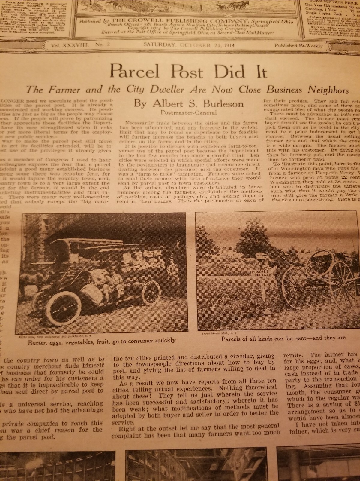FARM and FIRESIDE The National Farm Paper 1914 Post Office Colgate
