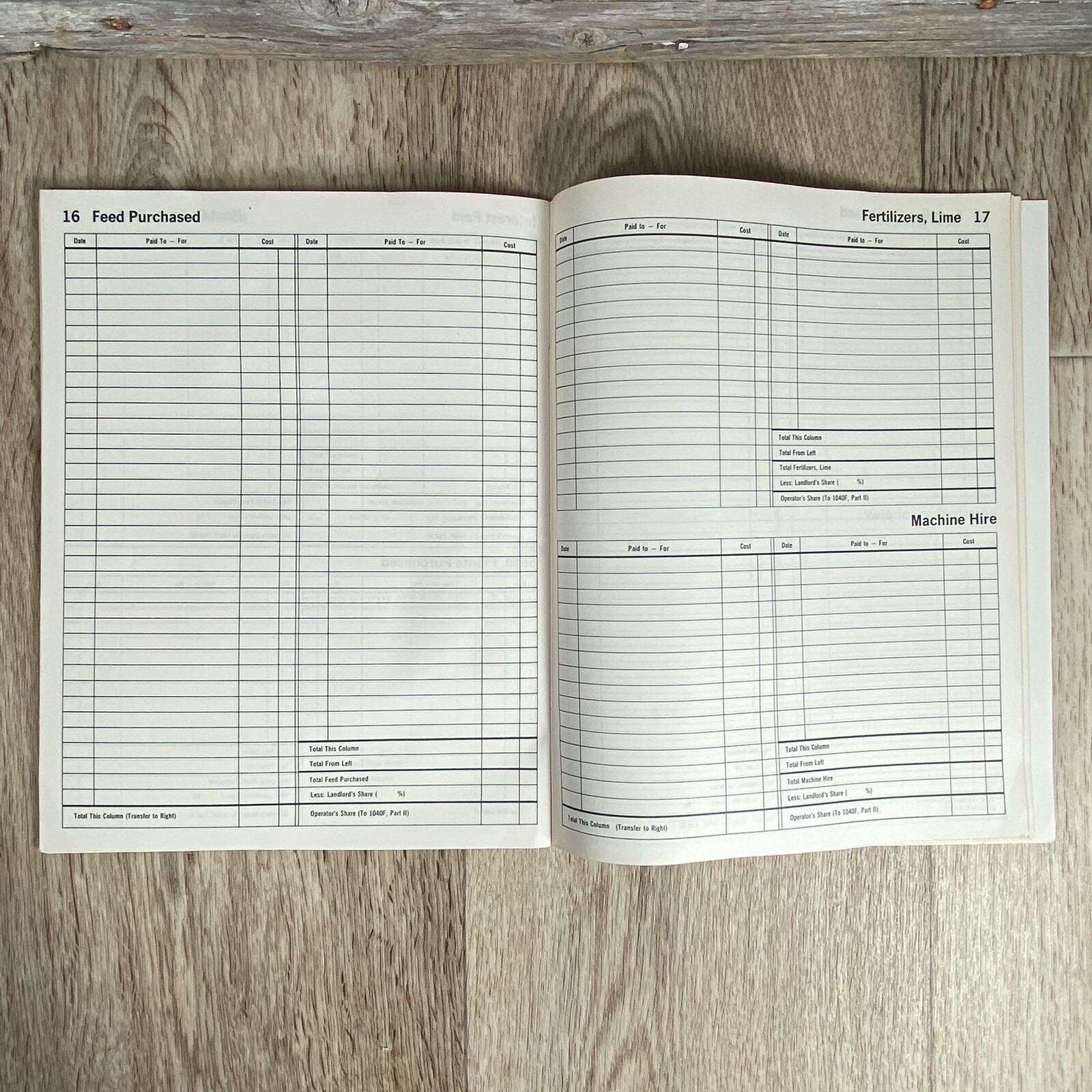 Unused Farm Accounting Record Book Standard Oil 1972 Income & Expense, Taxes