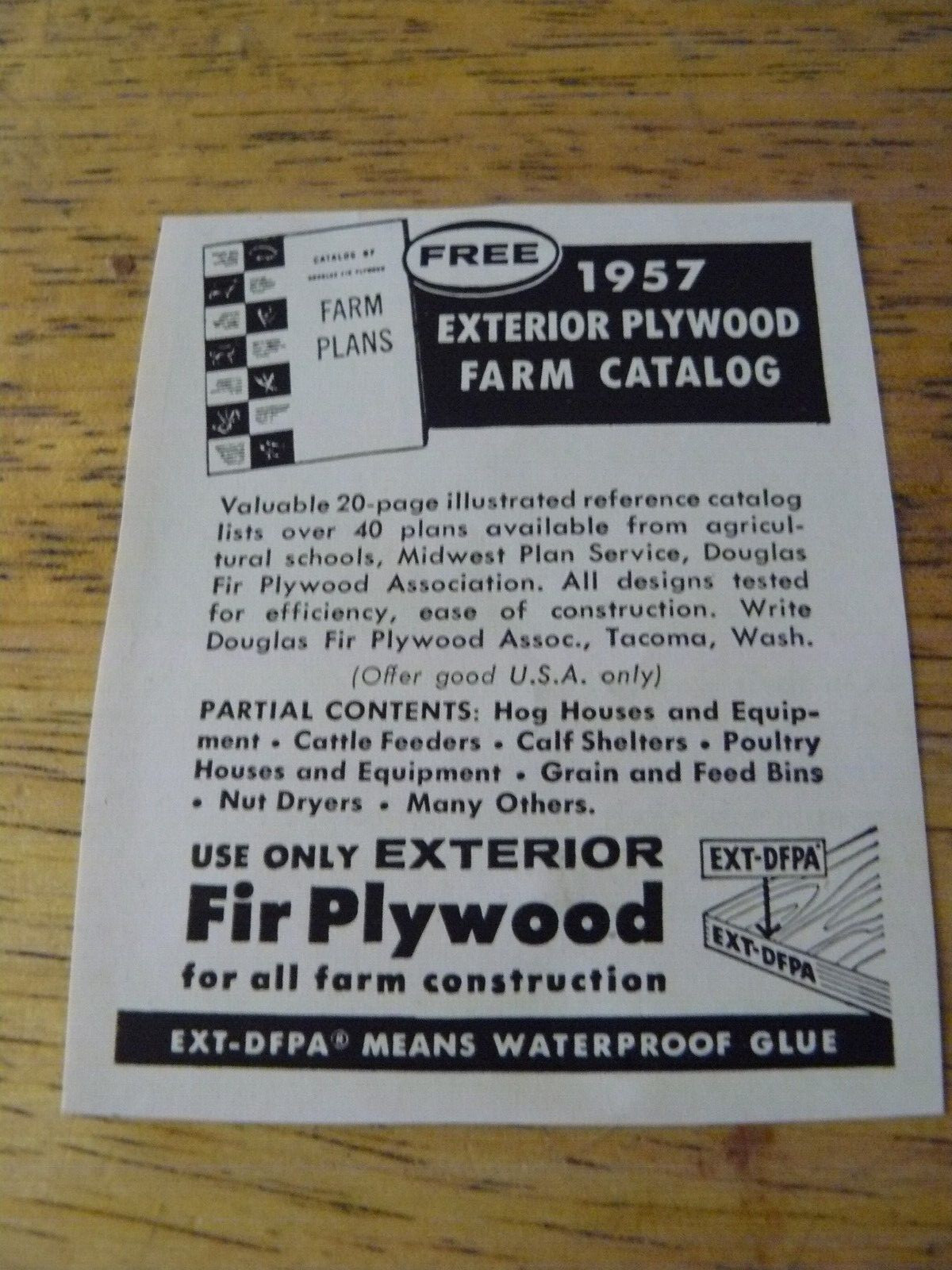 THE FARM QUARTERLY-SPRING 1957-AD -FIR PLYWOOD FOR FARM CONSTRUCTION/Tacoma Wash