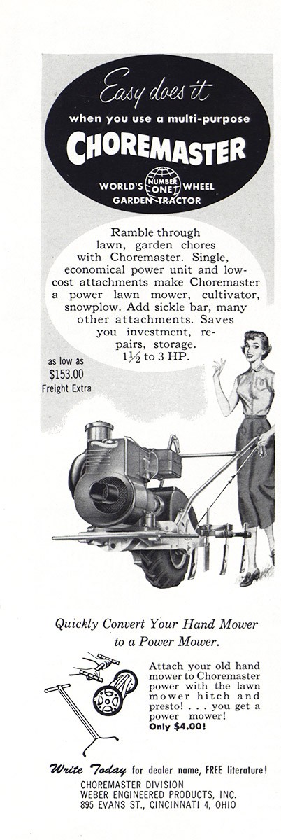 1954 Choremaster: Easy Does It Vintage Print Ad