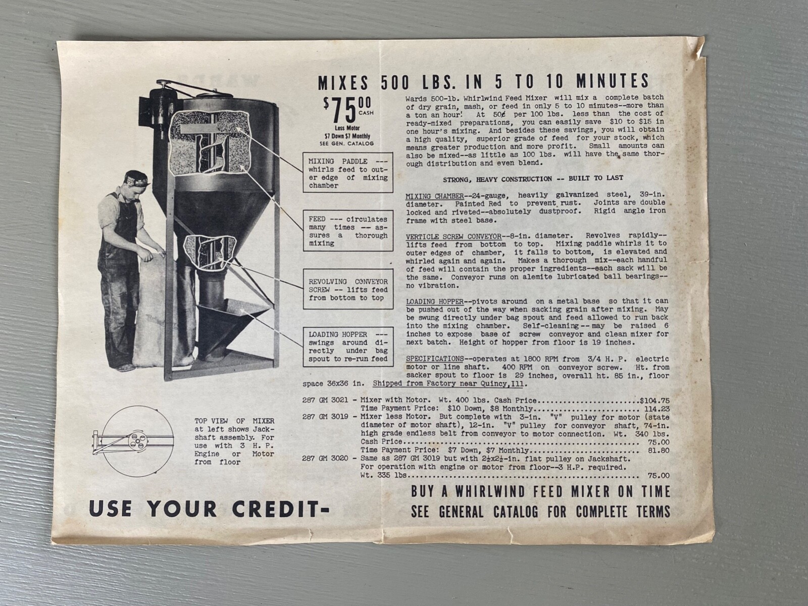 Vintage Montgomery Ward Whirlwind Farm Ag Feed Mixer Advertising Brochure Flyers