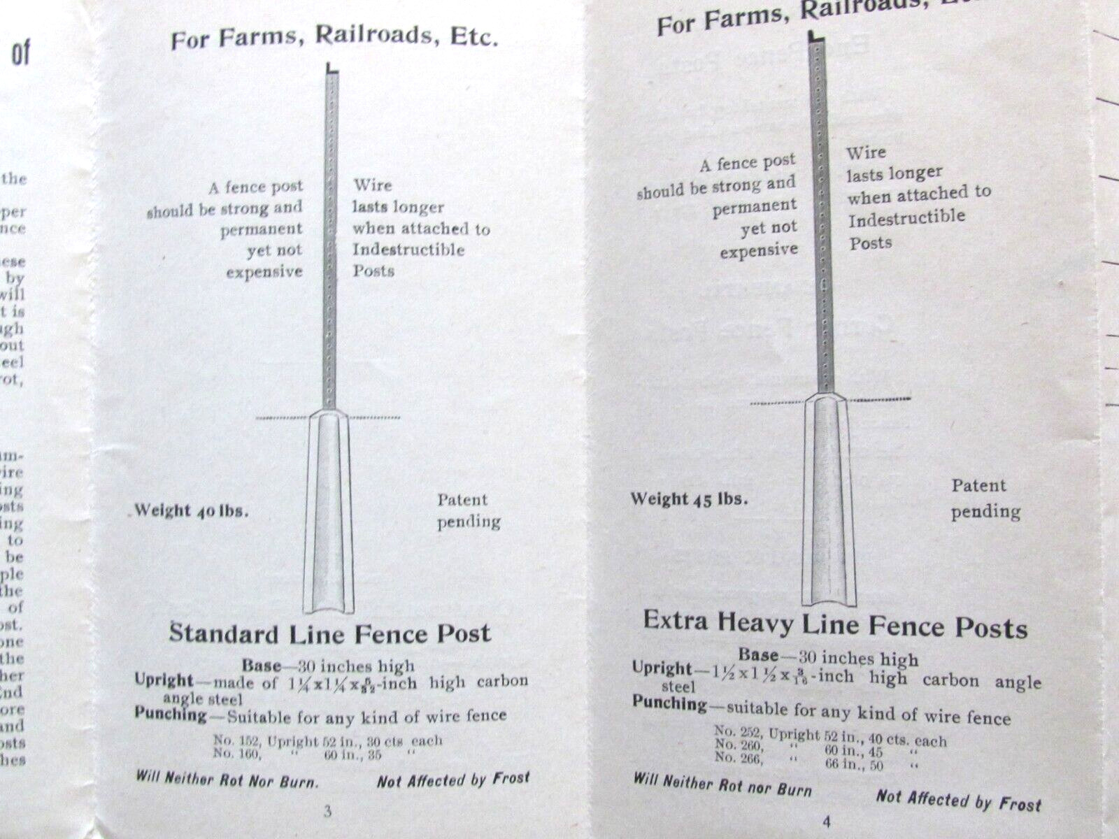 1903 PAMPHLET COILED SPRING FENCE WINCHESTER INDIANA INDESTRUCTIBLE POSTS FARM