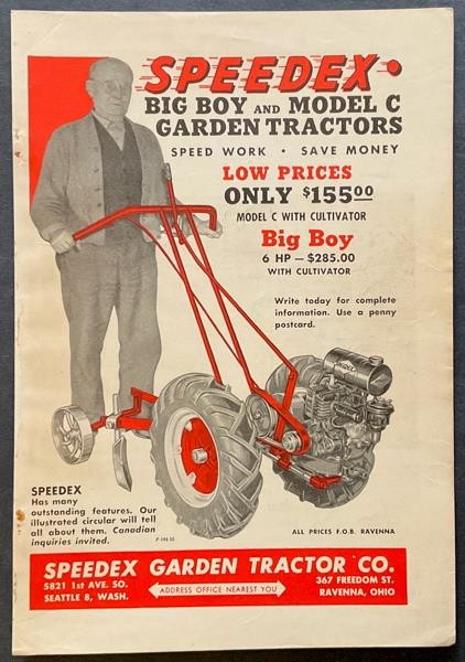 1949 Speedex Big Boy & Model C Garden Tractors vintage print AD