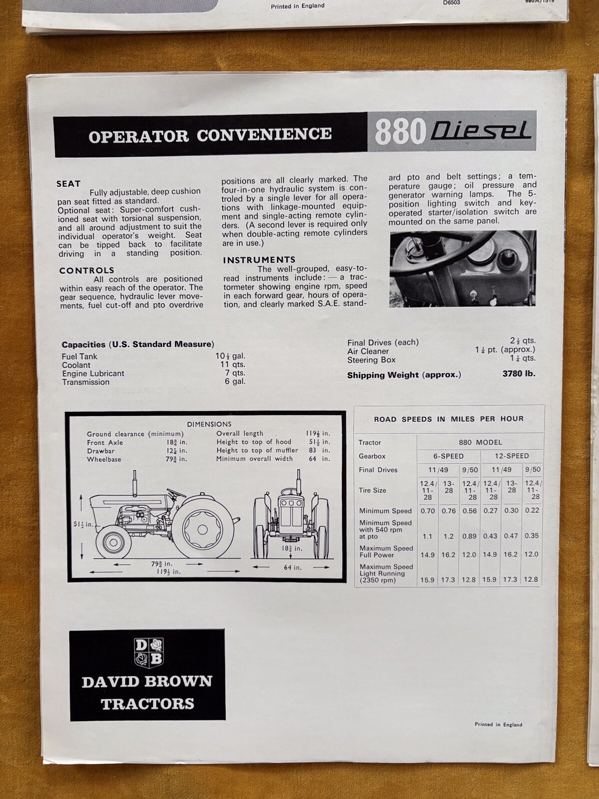 David Brown Diesel 990 880 Tractor Sales Brochure Lot of (4) 3-Plow 4-Plow