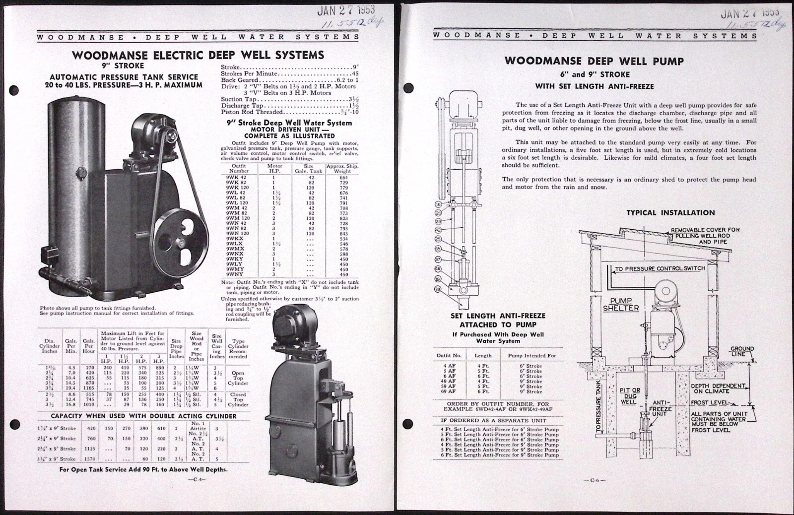 1953 Woodmanse Deep Water Well Ejector Water Systems Brochure