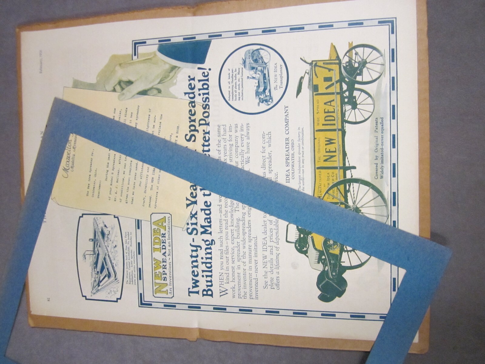 The Country Gentleman Mag 1926 Manure Spreader by New Idea On Cardboard