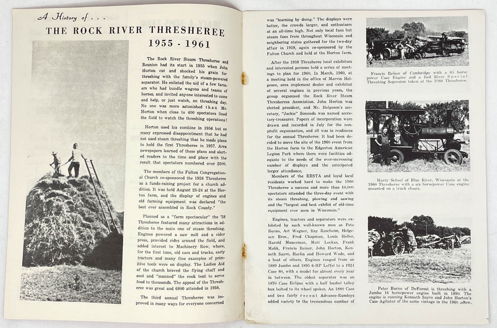 Rock River Steam Thresheree Souvenir Booklet Argriculture Threshers 1961