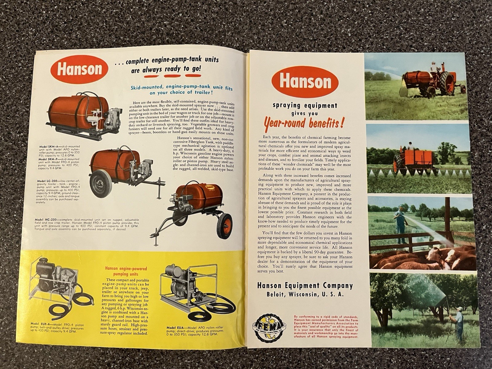 Hanson Equipment E-Z Spray Swathomatic V-G Spray Sprayers Brochure Poster Rare