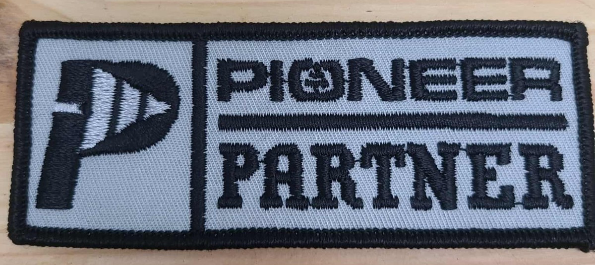 Pioneer Partner Embroidered Patch Badge Gray Black Rectangle Sew On LOT OF 10