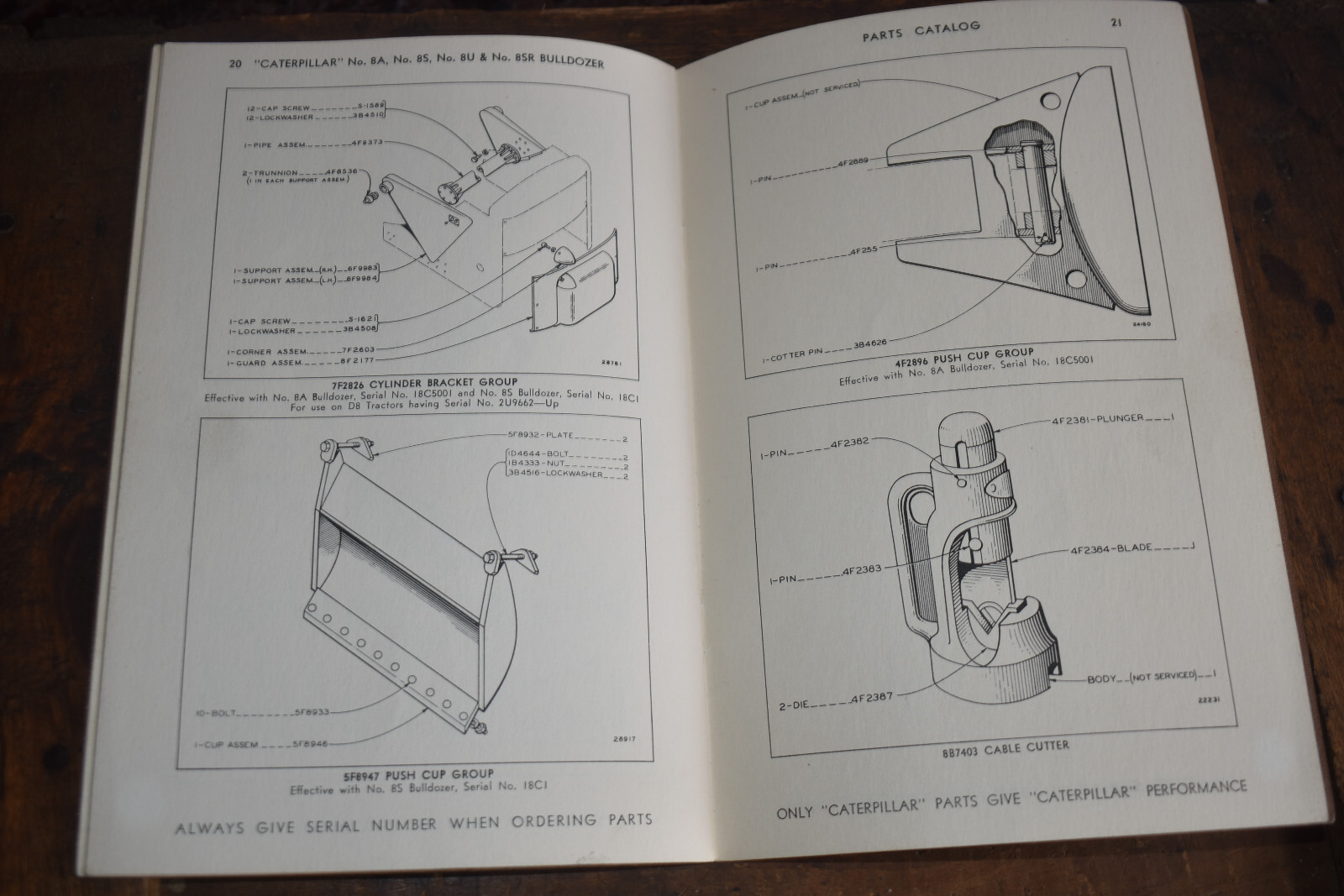 1950s Caterpillar No 8A 8S 8U 8SR Bulldozer Parts Catalog