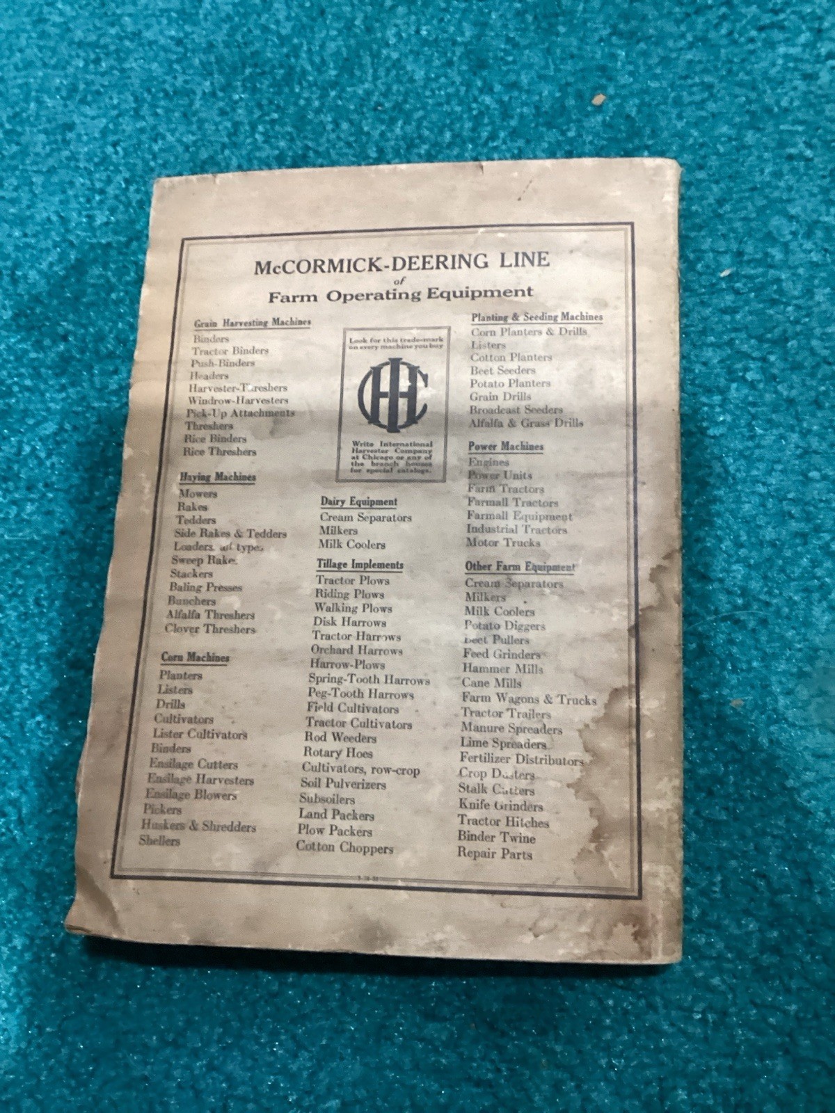 Vintage McCormick-Deering International Repairs Catalog No. 70-SM