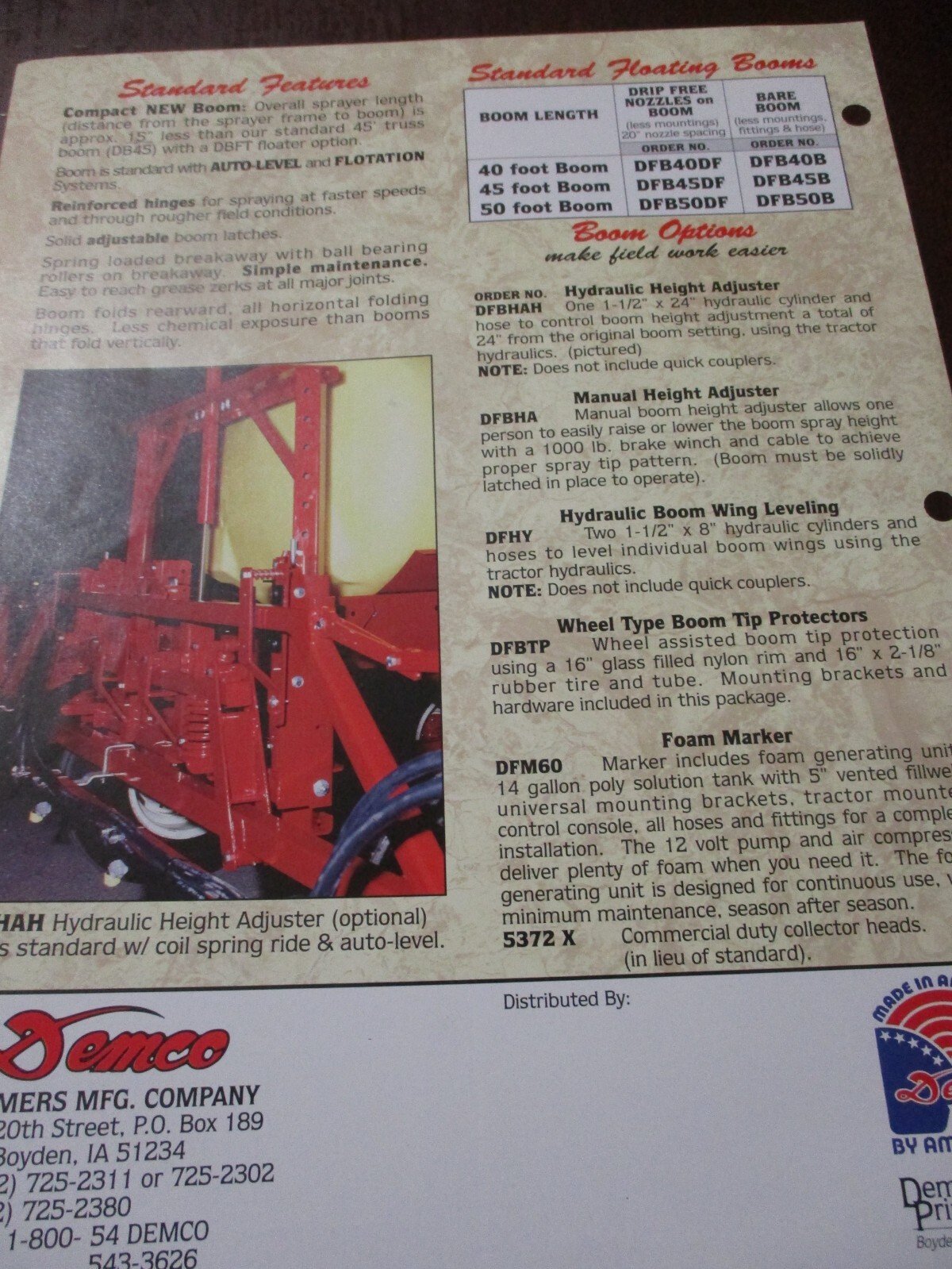 Demco Sprayers Sales/Specifications Brochures, 4 items, 1992, -1995