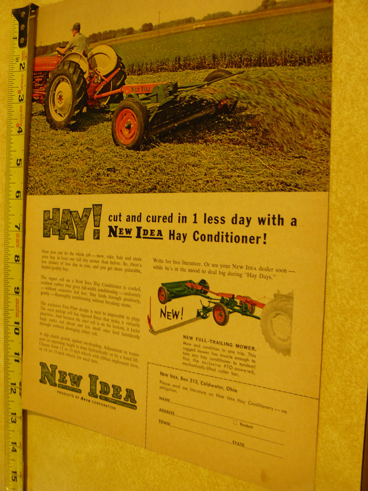 THE FARM -SUMMER 1962 -AD-AVCO – NEW IDEA HAY CONDITIONER /FREEFLOW