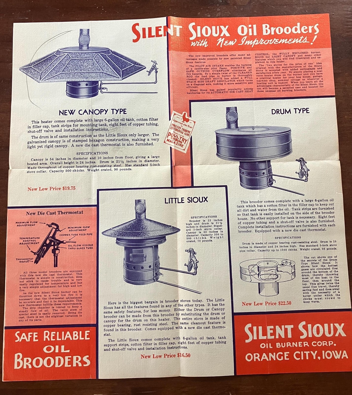 1930&rsquo;s Silent Sioux Oil Brooder Fold Out Advertising Brochure Frantz Poultry Far