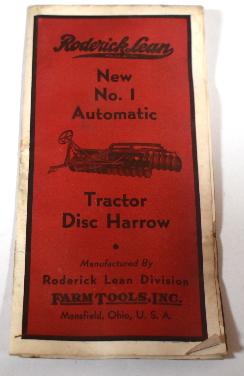 Vintage Roderick Lean No. 1 Automatic Tractor Disc Harrow Brochure Farm Tools