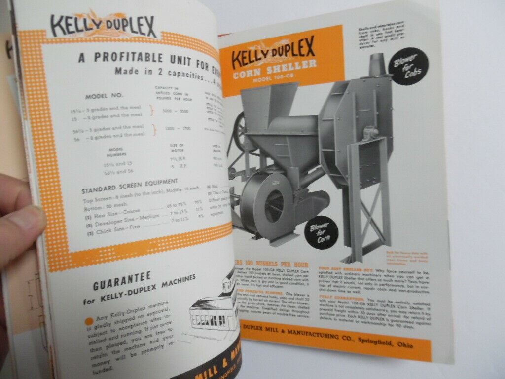 1950s Kelly Duplex Dealer Catalog Binder Hammer Mill Corn Springfield OH Vintage