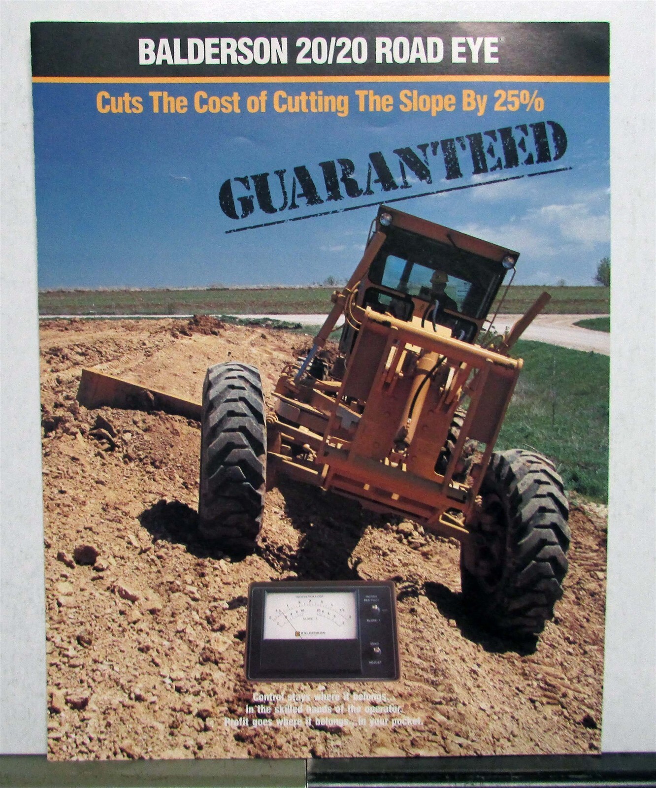 1986 CAT Balderson 20/20 Road Eye Cross Slope Monitor Construction Sales Folder