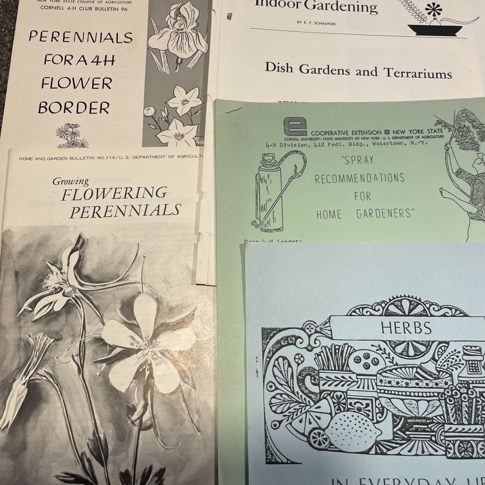 Large Lot Vintage 4H And Cornell Cooperative Extension Gardening Brochures.