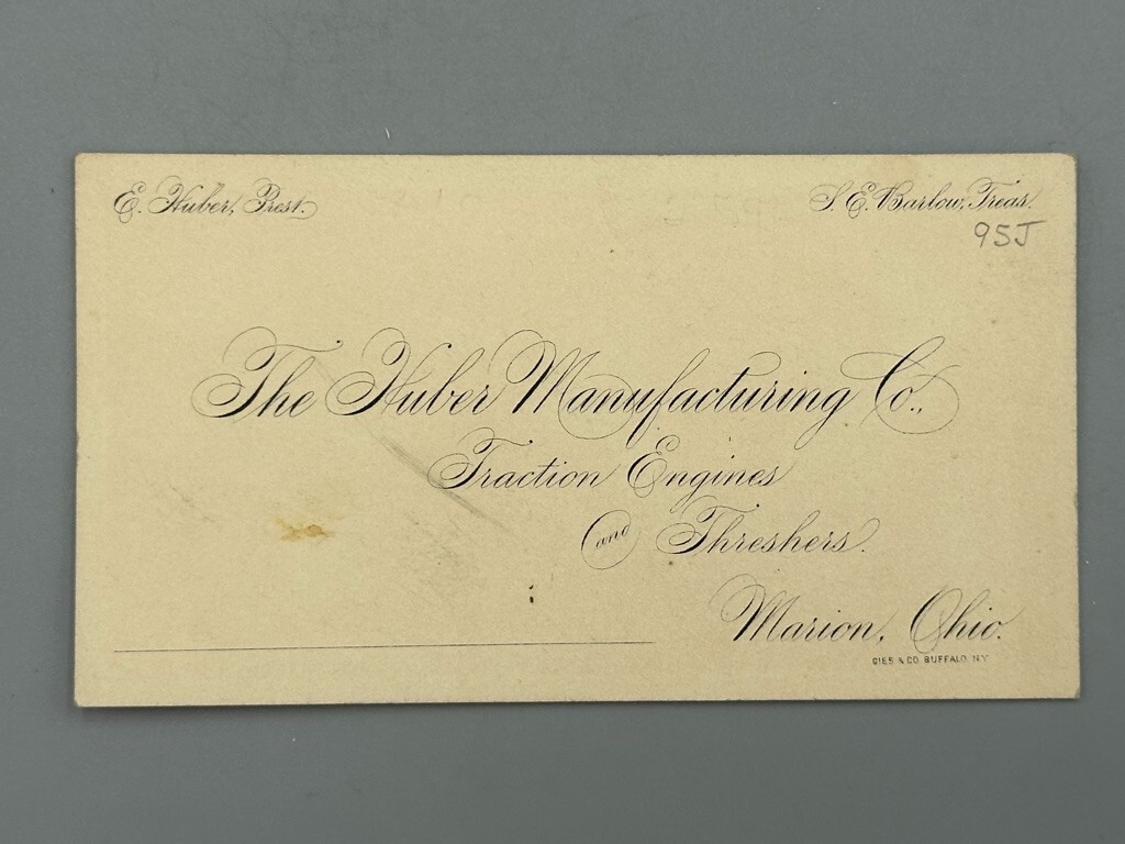 c 1880 HUBER ENGINES & THRESHERS Farm Advertising Business Trade Card MARION OH