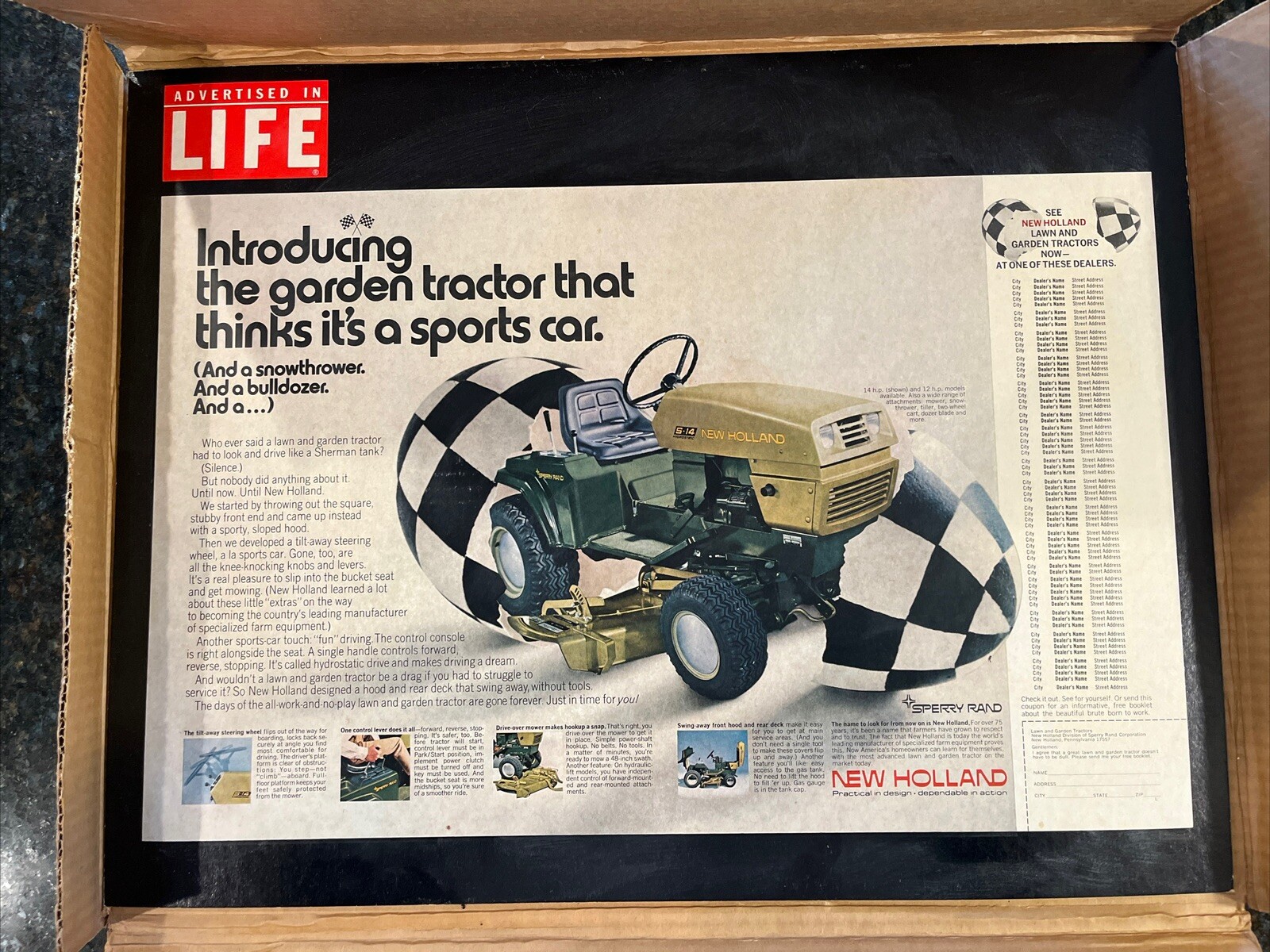 VTG New Holland Garden Tractor 1971 Cardboard Dealer Countertop Advertising NOS