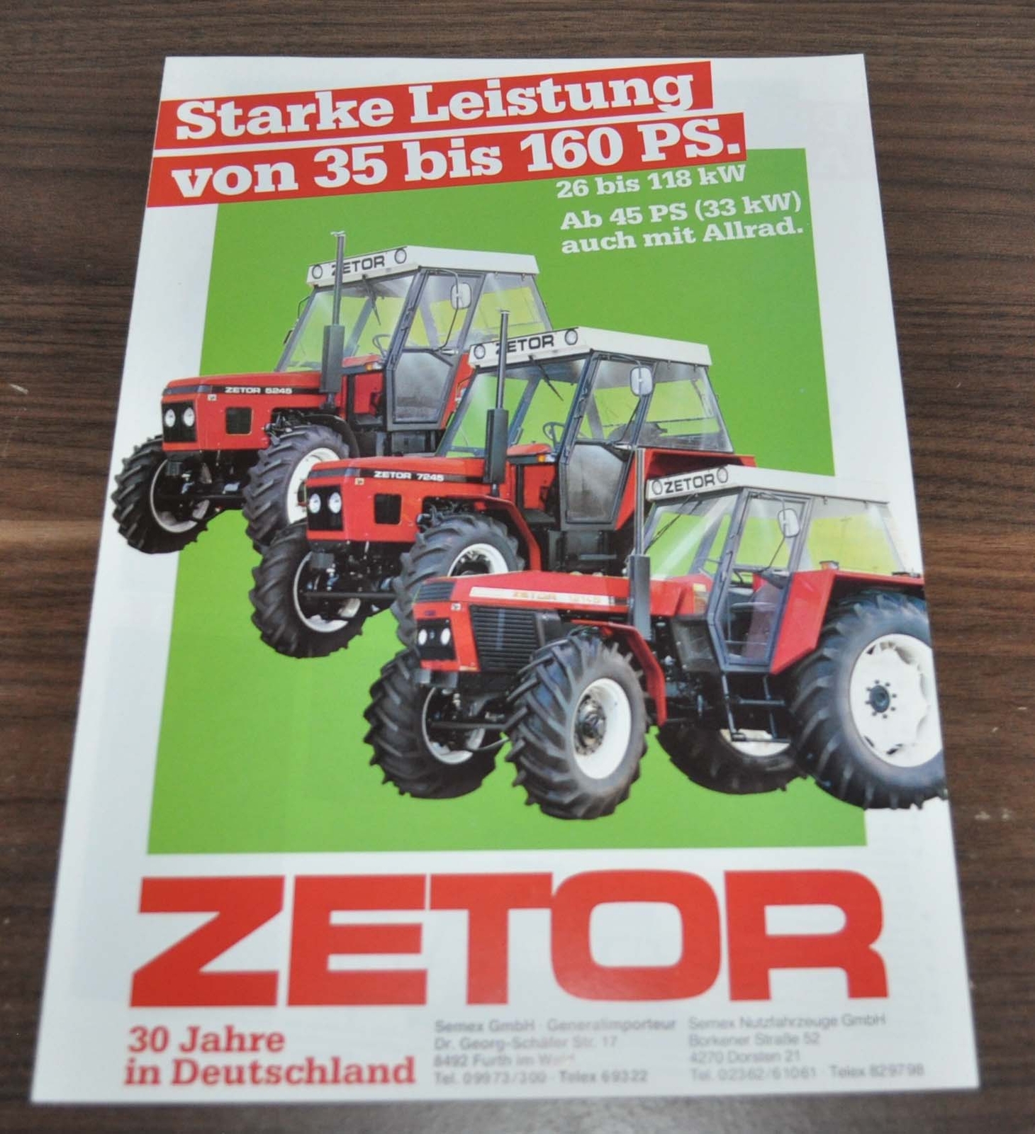 Zetor Tractor 35-160 PS Model Range Specification Brochure Prospekt