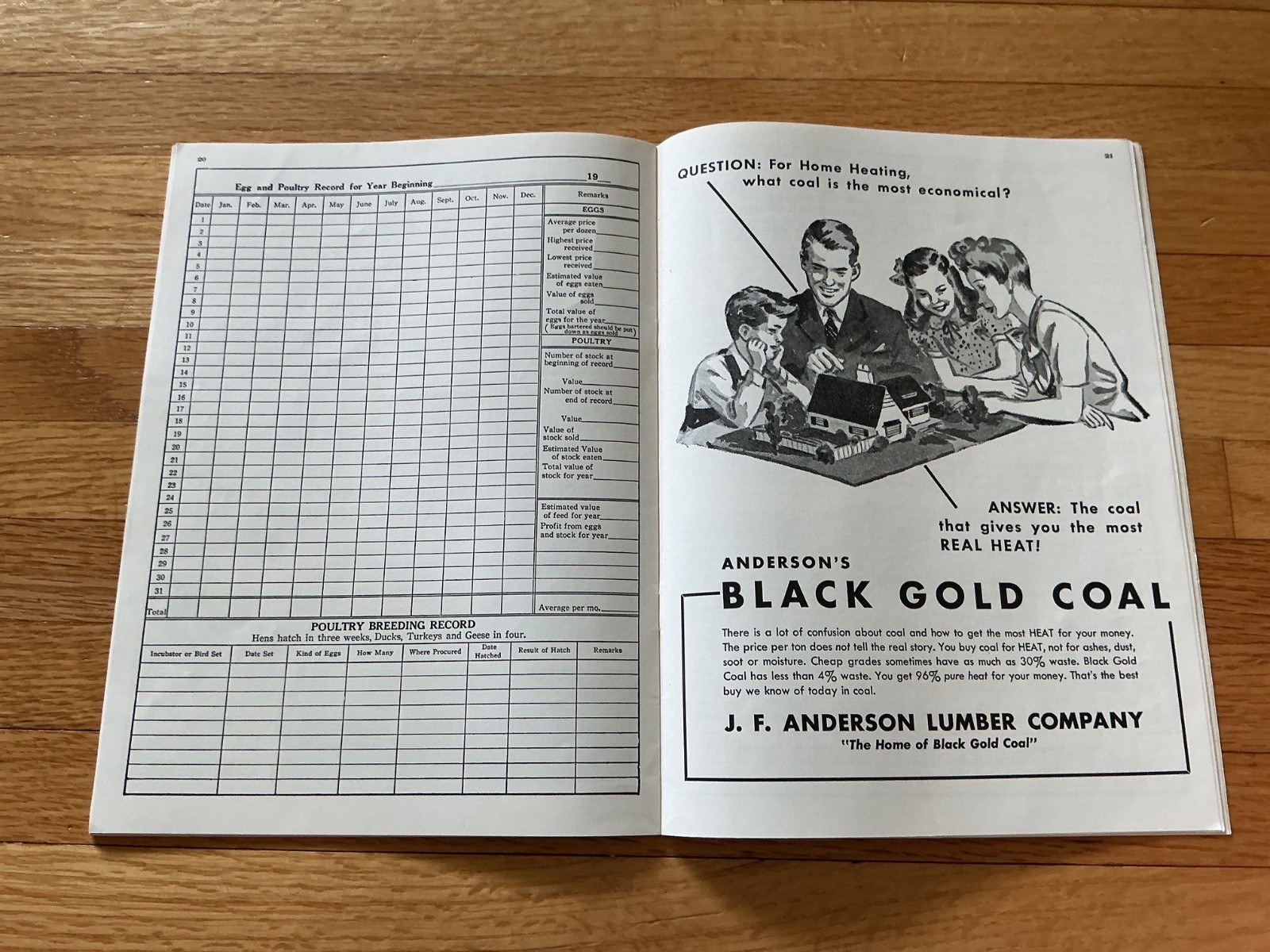 1949 Farm Acct. Record Book – J. F. Anderson Lumber Co. Minnesota, Iowa, Dakotas