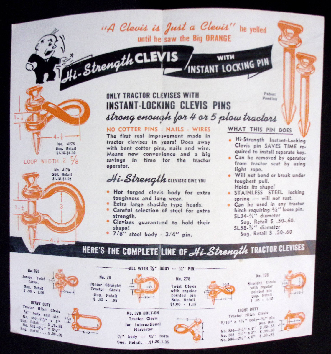 VINTAGE Hi Strength Tractor Clevis Hay Bale Hook Advertising Brochure Farm