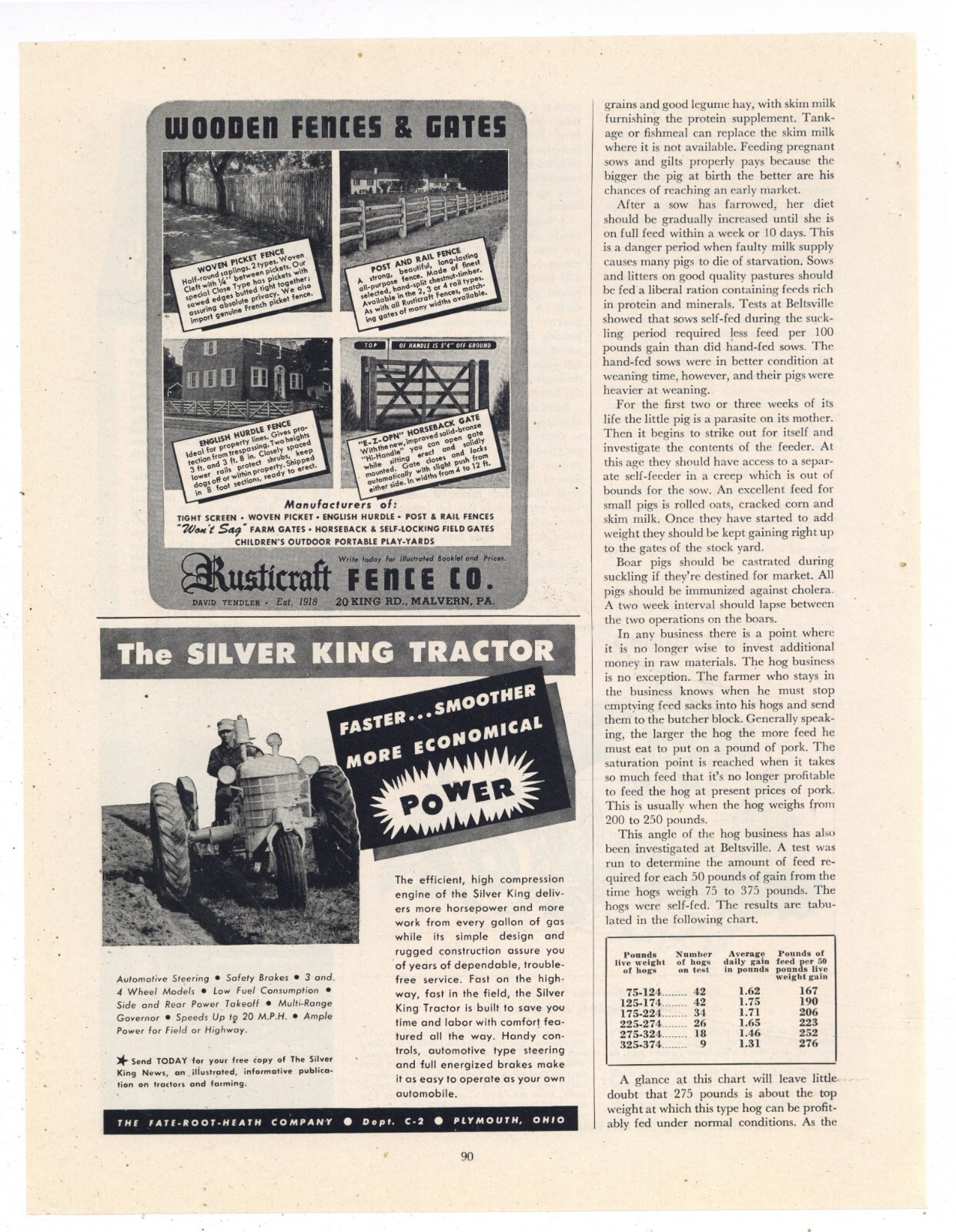1949 Silver King Tractor Ad: More Economical Power – Fate Root Heath Plymouth OH