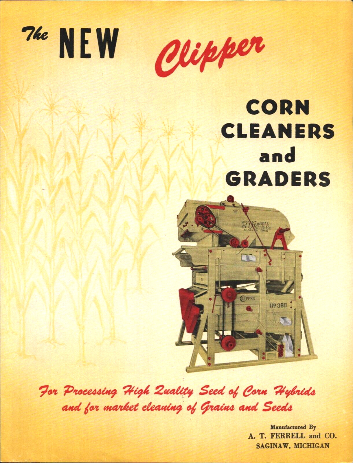 1951 CLIPPER CORN CLEANERS agricultural farming brochure A.T. FERRELL – SAGINAW