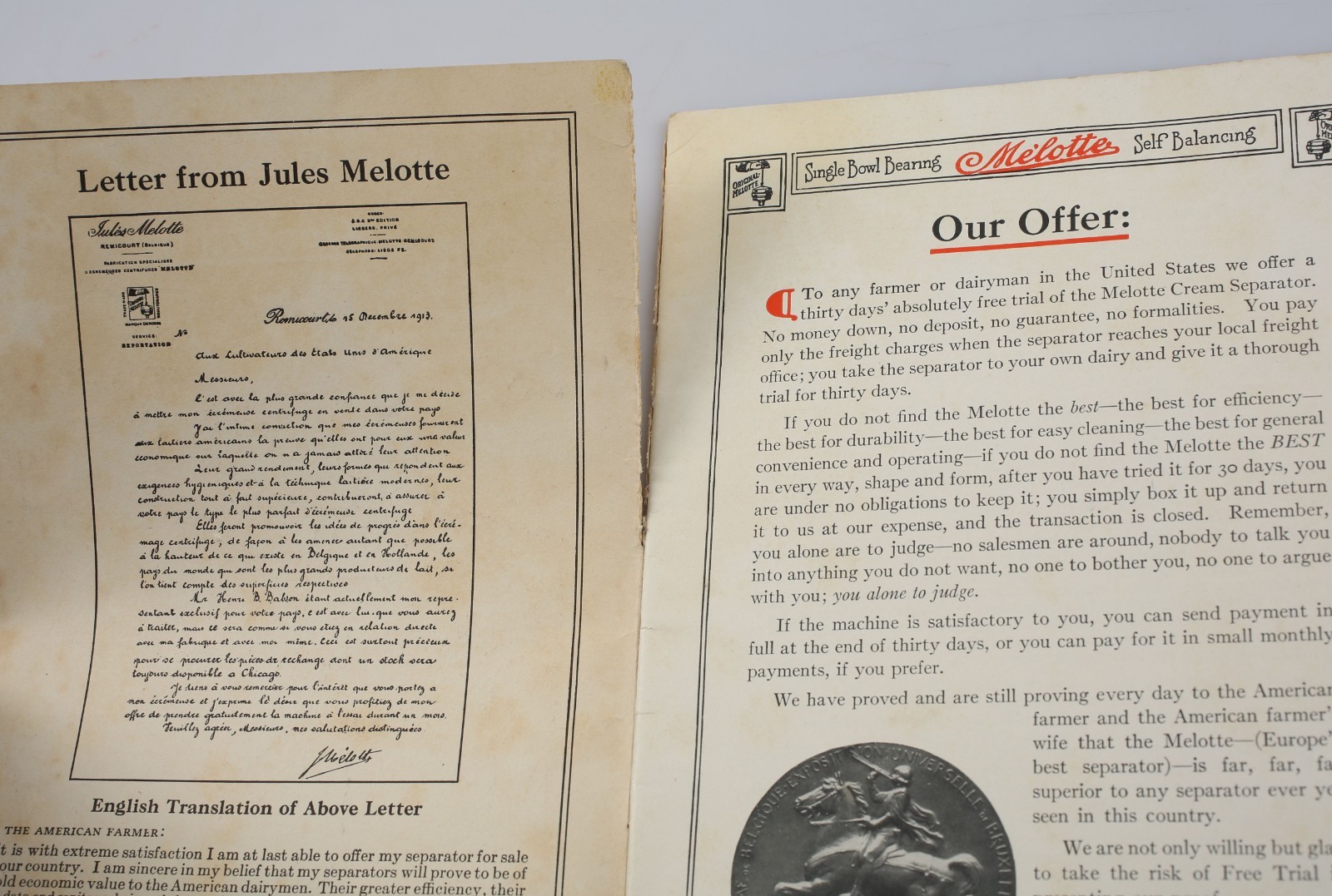Vintage 1910s Melotte Cream Separator Advertising Booklet Belgian