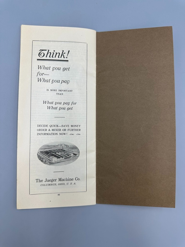 1920s JAEGER Machinery CONCRETE MIXERS Advertising Vintage Brochure COLUMBUS OH