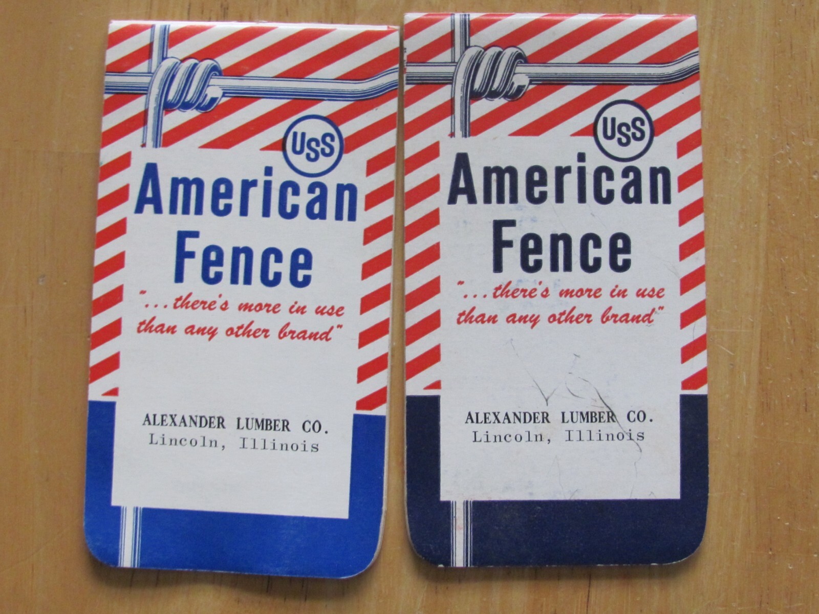 2 Vintage American Fence US Steel Notebook Alexander Lumber Co Lincoln Illinois